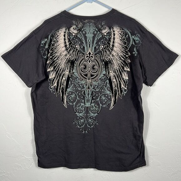 🔥🔥 NOBILITY Affliction Y2K Dark Gray Graphic Grunge Tee Men Size XL - EXCELLEN - Picture 7 of 10